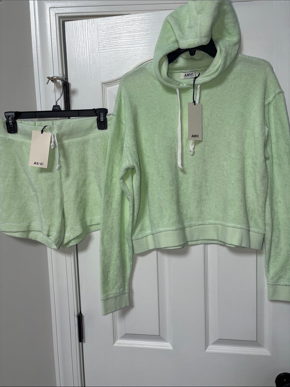 Women’s Honeydew Terry Cloth Hoodie & Shorts Set